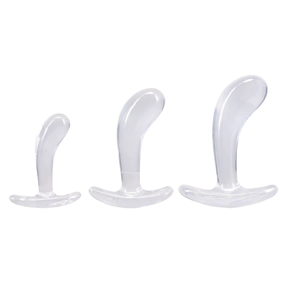 Doc Johnson Crystal Jellies Curved Anal Trainer Set — Clear - DJ0289-67-CD