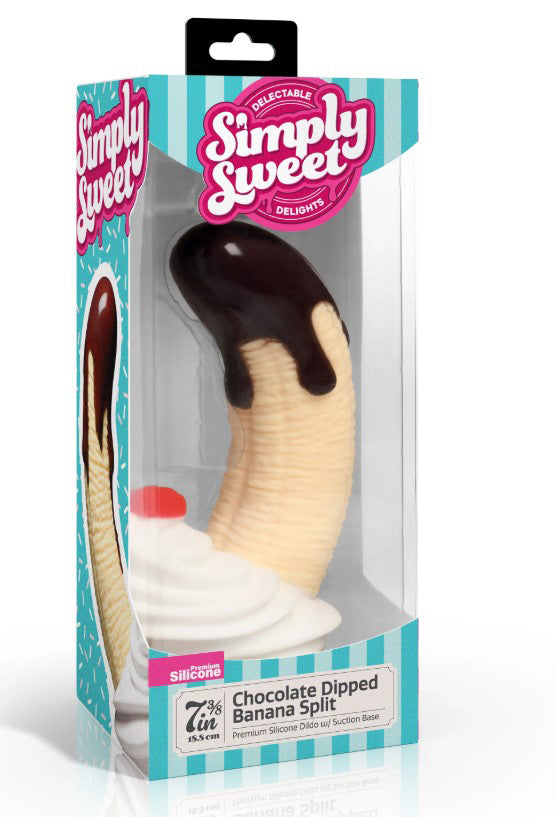 XR Brands Banana Split Chocolate-Dipped Silicone Dildo, 7.4 in - CN1027