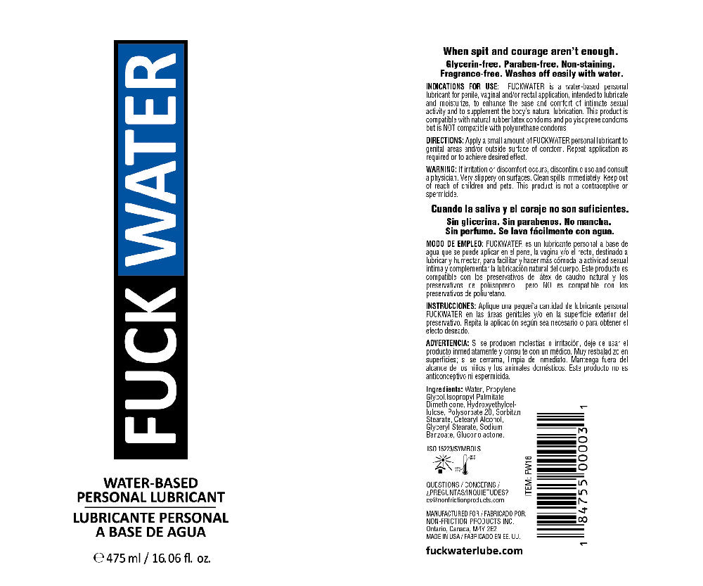 Fuck Water Water-Based Lubricant - 16 Fl. Oz. by Fuck Water