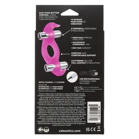 CalExotics Triple Orgasm Erection Enhancer — Silicone, Rechargeable, Pink - SE1838043