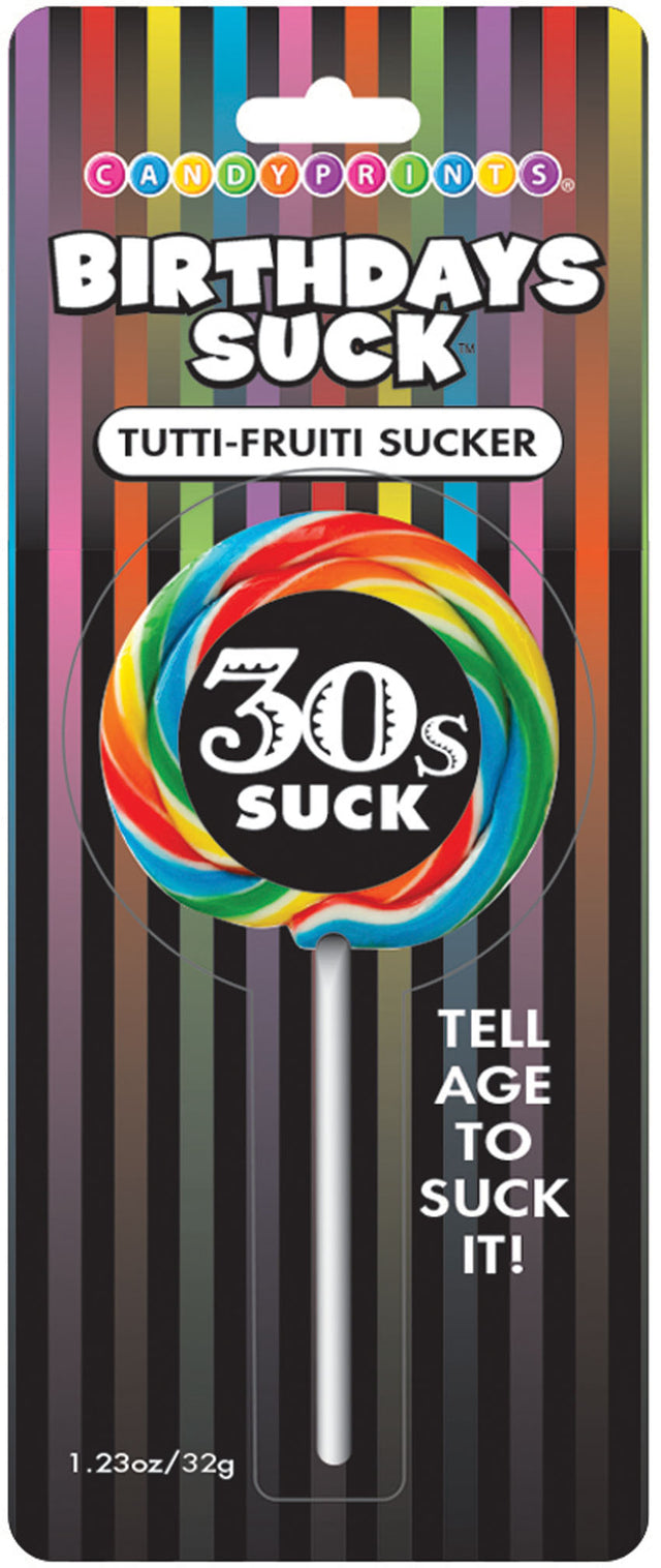 Little Genie Birthdays Suck 30s Tutti-Fruiti Lollipop - CP-994