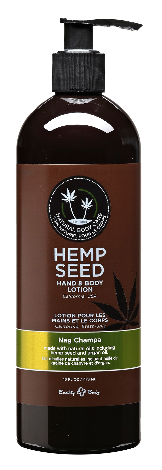 Earthly Body Hemp Seed Hand & Body Lotion — Nag Champa, 16 fl oz - EB-HSV220