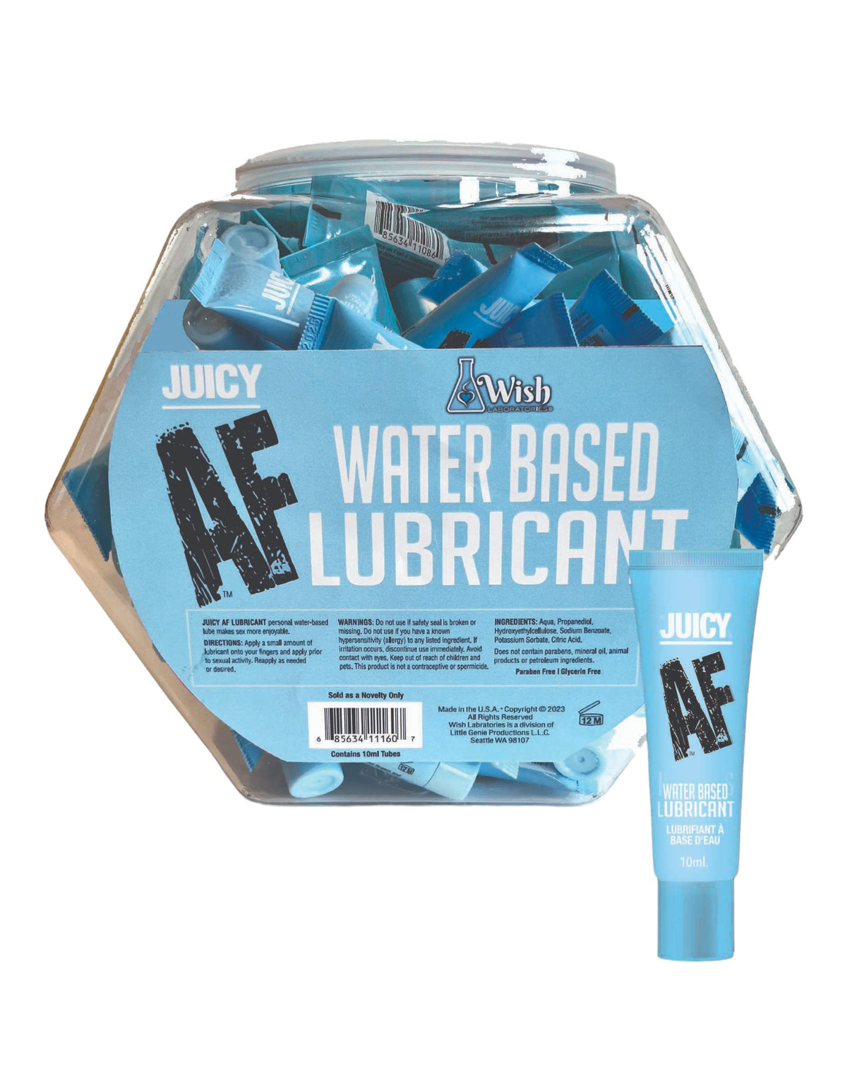 Little Genie Juicy AF Water-Based Lubricant — 65 x 10 ml Tubes - LG-BT650B