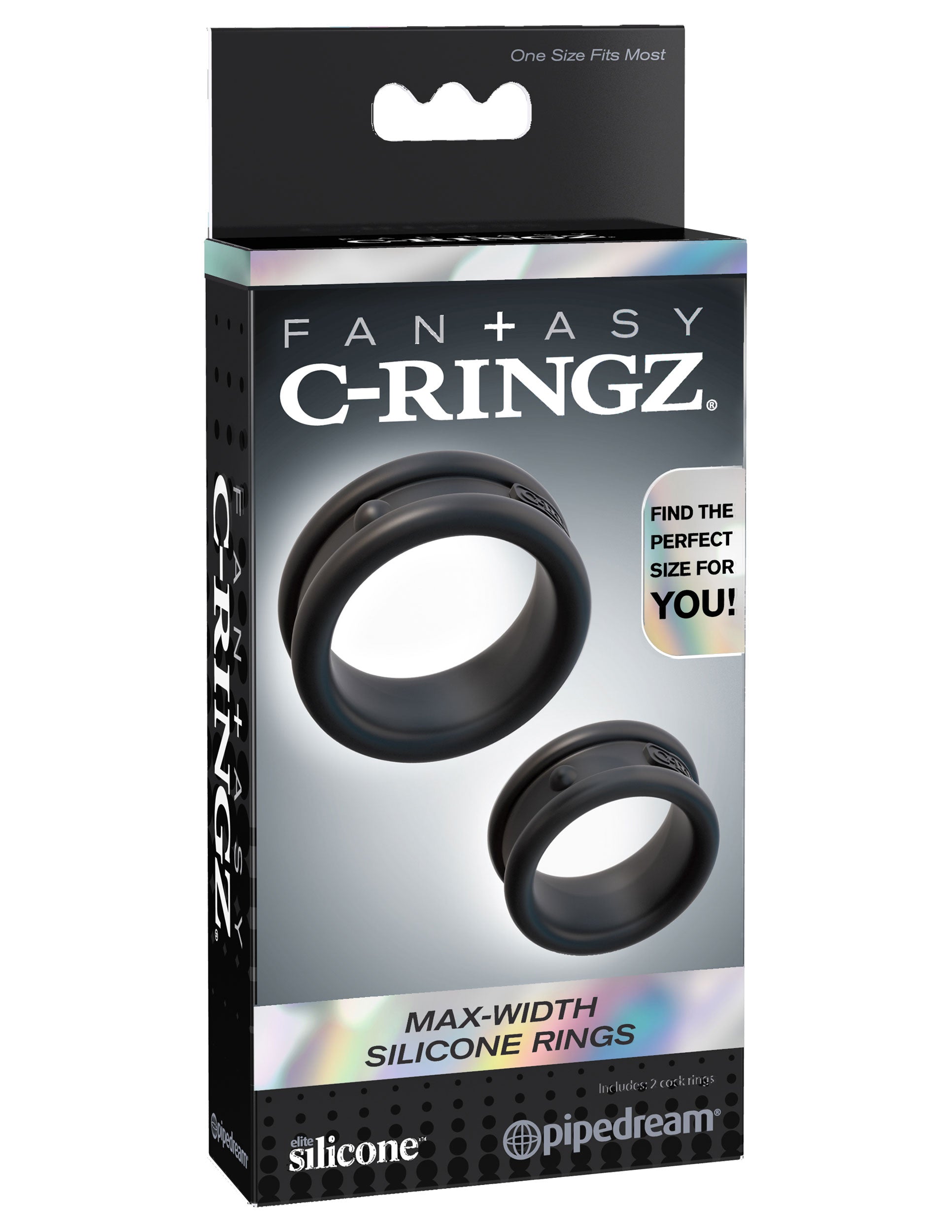 Fantasy C-Ringz Max Width Silicone Rings - Black by Pipedream