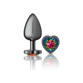 Viben Rainbow Heart Gem Gunmetal Aluminum Alloy Anal Plug — Large - VB-CC9134