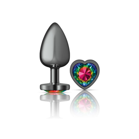 Viben Rainbow Heart Gem Gunmetal Aluminum Alloy Anal Plug — Large - VB-CC9134