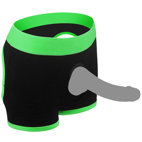Strap-on Black/green Boxers - Xs/s
