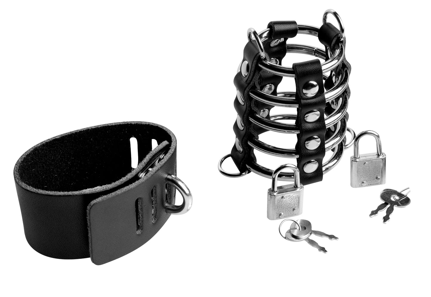 5 Ring Chastity Device With Cock & Ball Strap by XR Brands