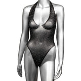 CalExotics Radiance Deep V Bodysuit, One Size — Black - SE3002053