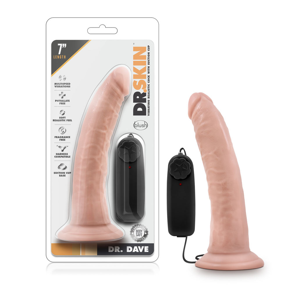 Dr. Skin - Dr. Dave - 7 Inch Vibrating Cock With Suction Cup - Vanilla Ea by Blush