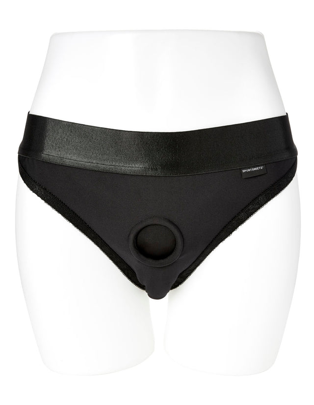 "Em. Ex. Active Harness Wear Crotchless Silhouette - Black - Extra Large SS661-05"