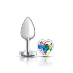 Viben Small Aluminum Alloy Anal Plug with Clear Iridescent Heart Gem - VB-CC9126