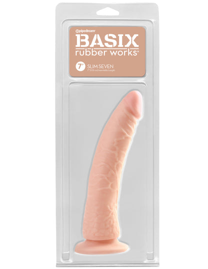 Basix Rubber Works - Slim 7 Inch With Suction Cup - Flesh by Pipedream