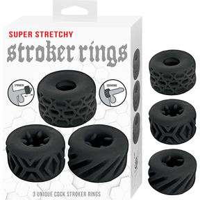 Nasstoys Super Stretchy Stroker Rings, 3-Pack — Black Silicone - NW3350-2