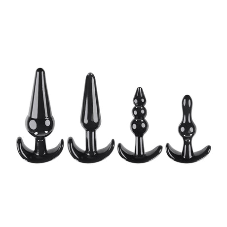 Evolved Novelties Intro to Plugs — 4 Black Anal Plugs - SL-BP-3526-2
