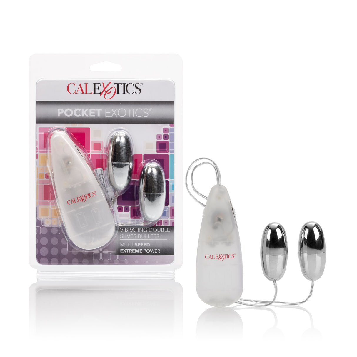 CalExotics Pocket Exotics Double Vibrating Bullets — Silver, Multi-Speed - SE1104052
