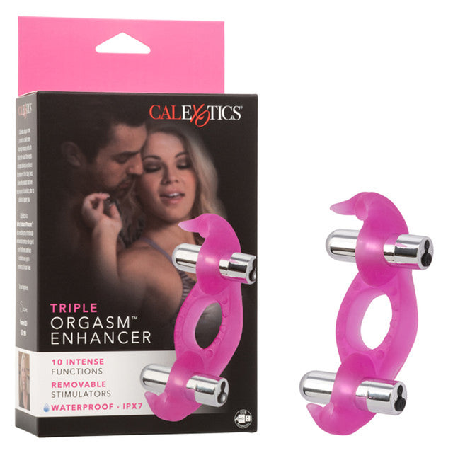 CalExotics Triple Orgasm Erection Enhancer — Silicone, Rechargeable, Pink - SE1838043