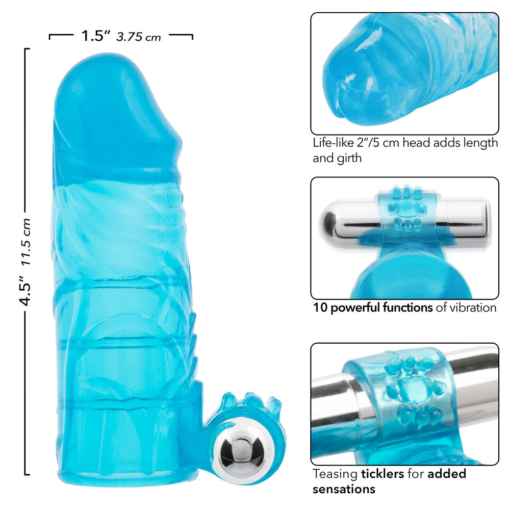 Up Extended It Up Vibrating Extension Sleeve - Blue Rechargeable by CalExotics