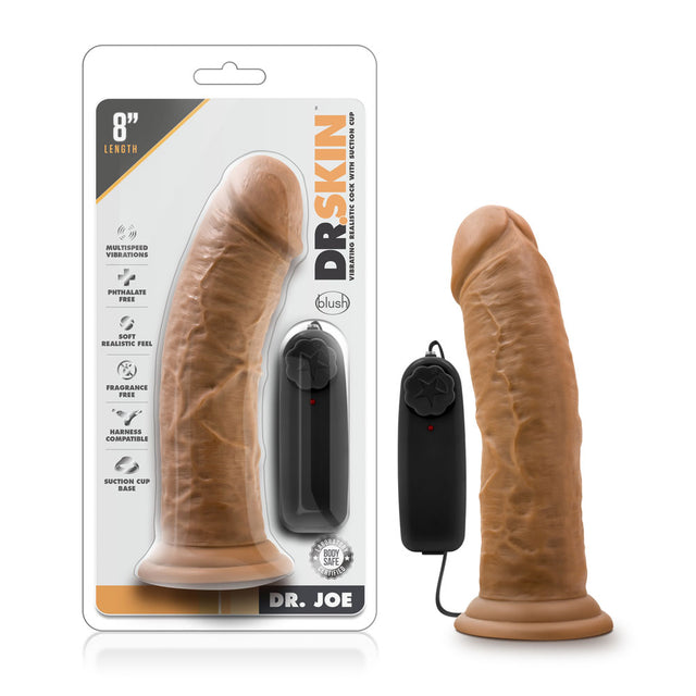 Blush Dr. Joe 8-Inch Vibrating Realistic Dildo with Suction Cup, Mocha - BL-13827