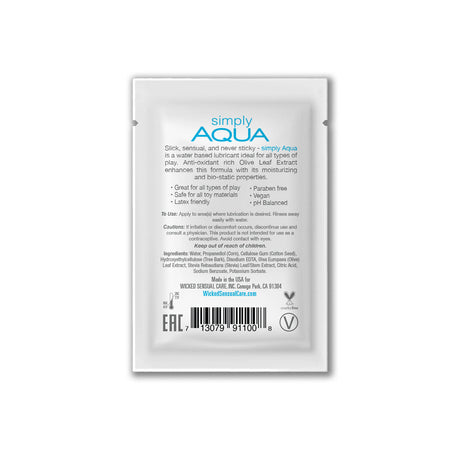 Wicked Simply Aqua Water-Based Lubricant Sachet - WK601