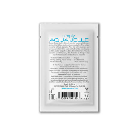 Wicked Simple Aqua Jelle Water-Based Lubricant Sachet - WK611