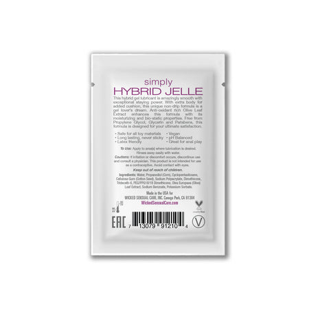 Wicked Simply Hybrid Jelle Sachet, Extra-Thick Hybrid Lubricant - WK631
