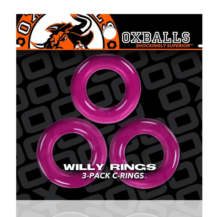 Oxballs WILLY RINGS, 3-pack cockrings - HOT PINK