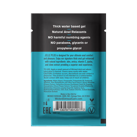 Wicked Jelle Plus Anal Lubricant Sachet 0.10 oz - WK901
