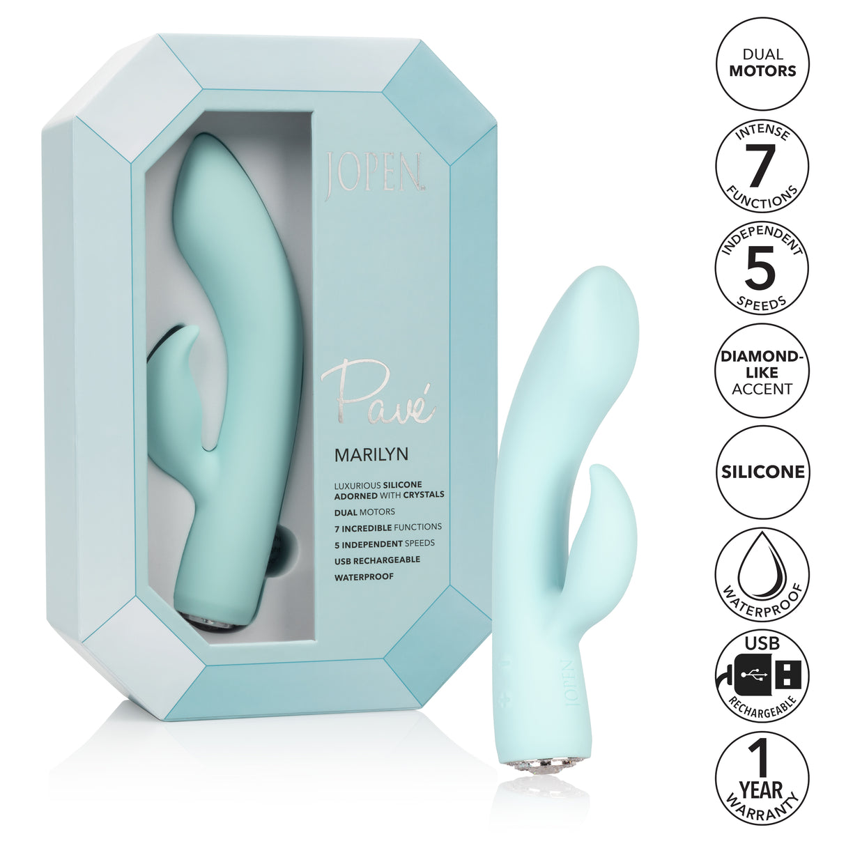 JOPEN Pav Marilyn Dual-Motor Rabbit Vibrator, Satin Finish - JO8005503