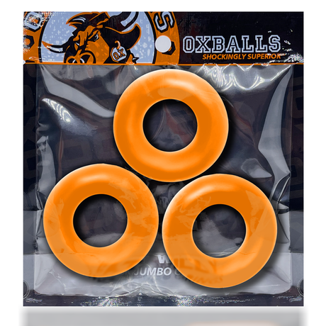 OXBALLS Fat Willy 3-Pack Jumbo Cock Rings — Orange - OX-3065-ORG
