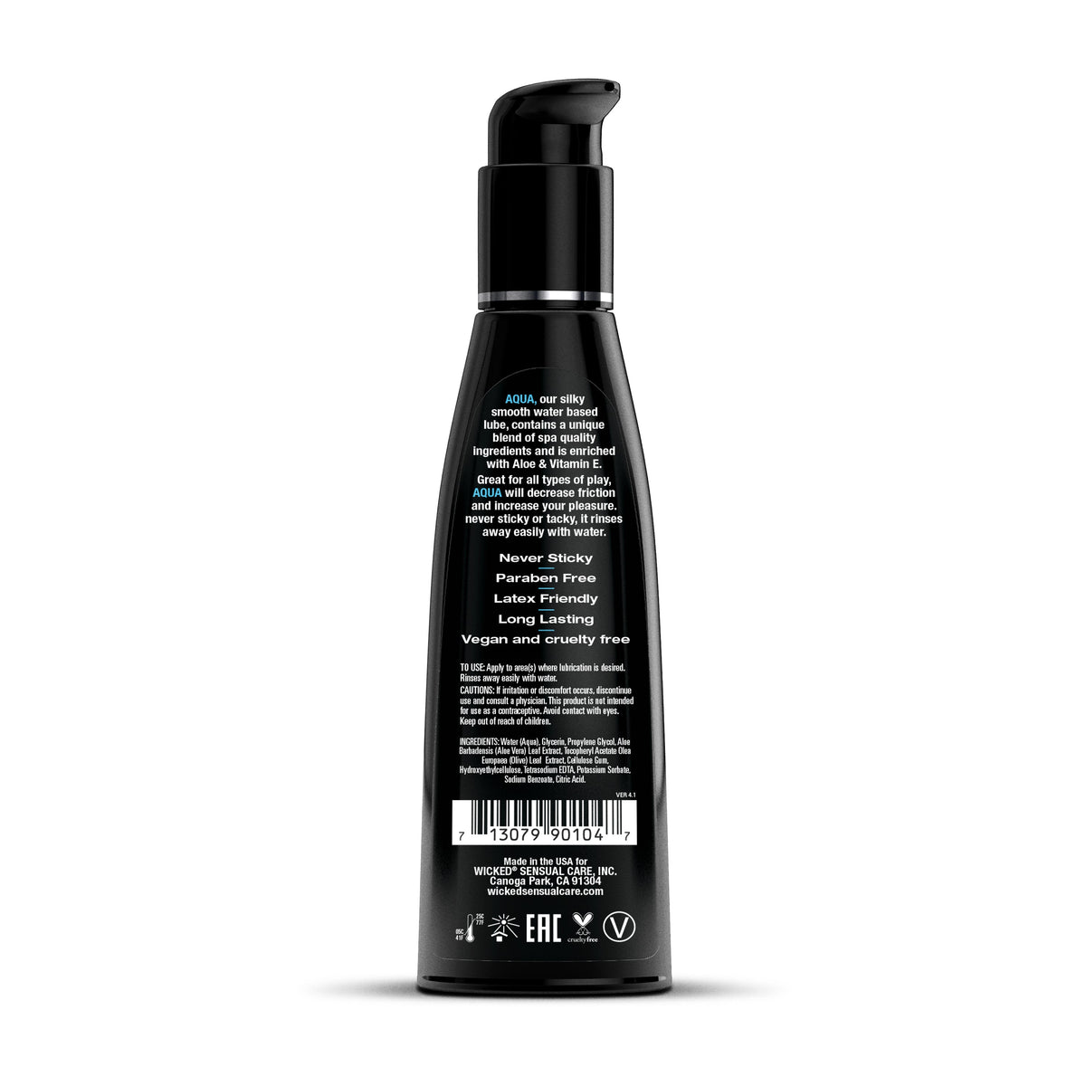 Wicked Aqua Water-Based Lubricant, 4 oz - WS-90104