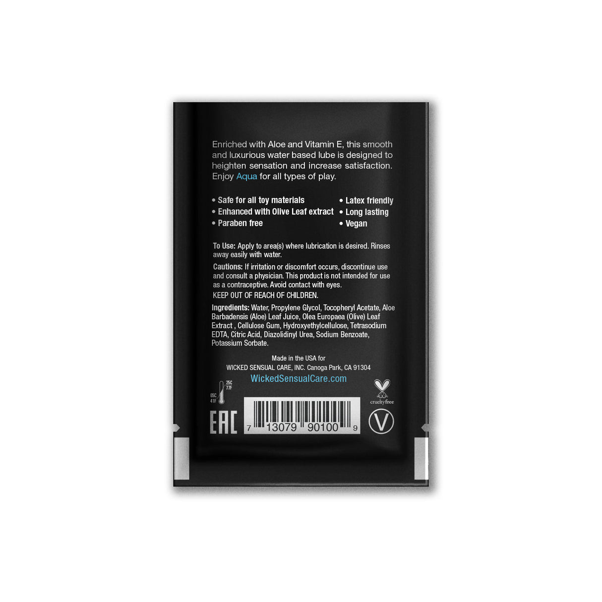 Wicked Aqua Lube Sachet — Silky Personal Lubricant - WK201