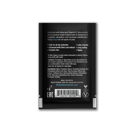 Wicked Aqua Lube Sachet — Silky Personal Lubricant - WK201