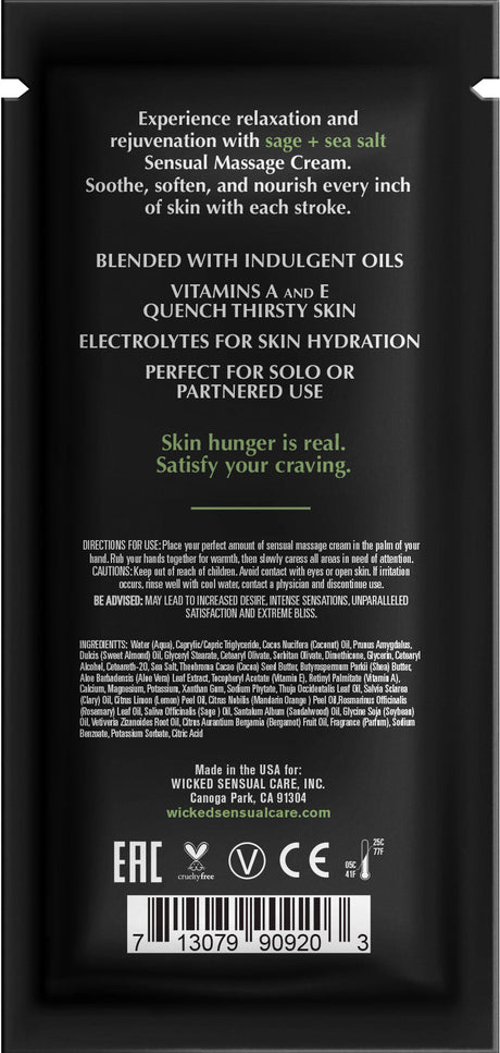 Wicked Sage + Sea Salt Sensual Massage Cream, .34 oz - WK800