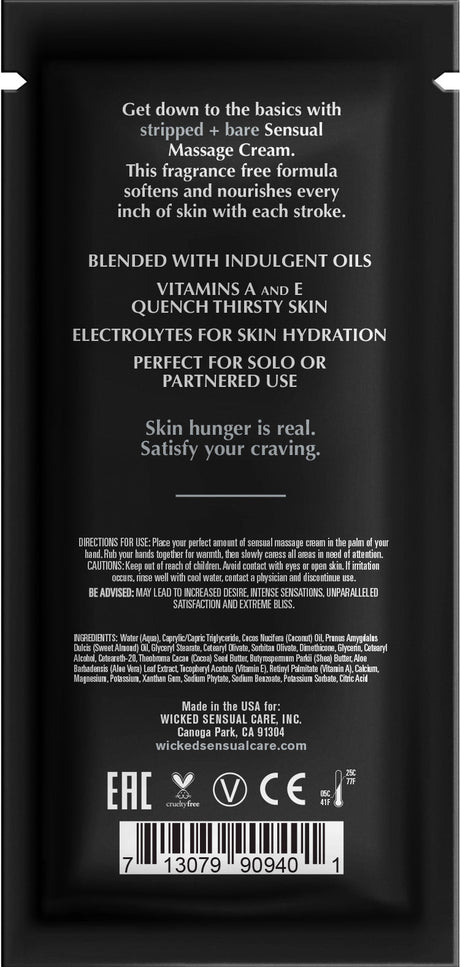 Wicked Stripped + Bare Fragrance-Free Massage Cream — .34 oz - WK810