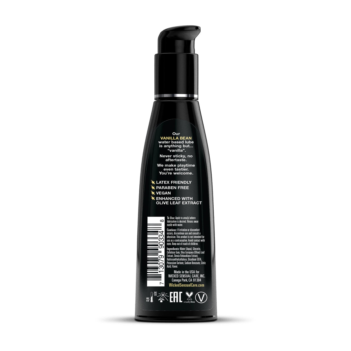 Wicked Aqua Vanilla Bean Water-Based Personal Lubricant, 4 oz - WS-90334