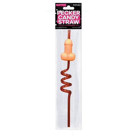Hott Products Pecker Swizzle Straw Lollipop, Strawberry 3.5 in - HTP3305