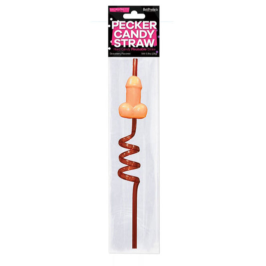 Hott Products Pecker Swizzle Straw Lollipop, Strawberry 3.5 in - HTP3305