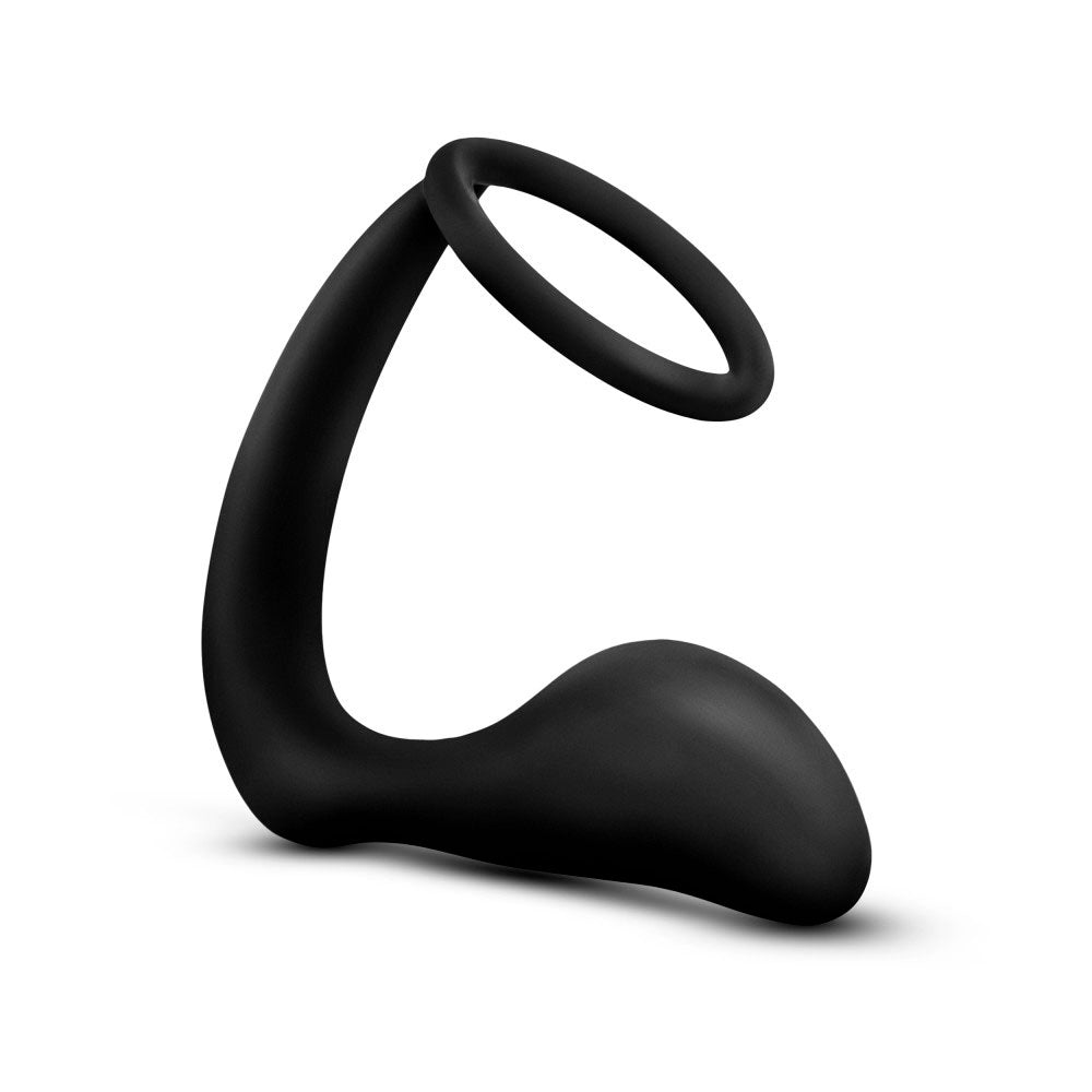 Anal Adventures - Platinum - Cock Ring Plug - Black by Blush