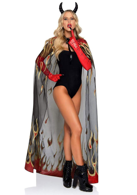 Leg Avenue Glitter Flame Devil Cape & Horns Set - LA-2763