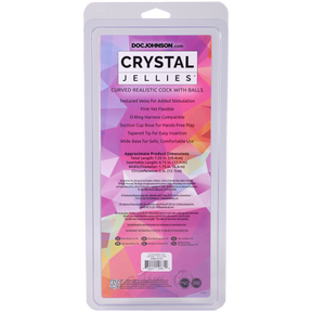 Doc Johnson Crystal Jellies Curved Realistic Dildo With Balls — 7 Inch Clear - DJ0288-34-CD