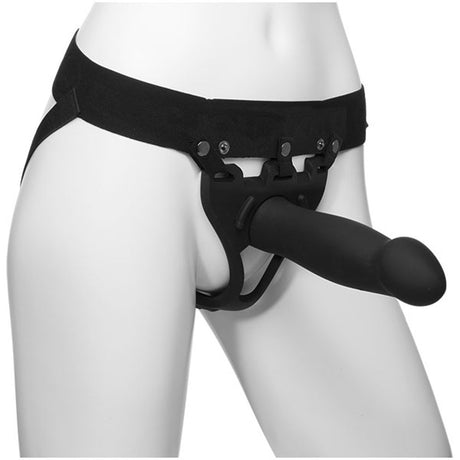 Doc Johnson Body Extensions Hollow Bulbed Strap-On 2-Piece Set — Black - DJ0800-08-BX