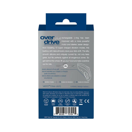 VeDO Over Drive Plus Rechargeable Cock Ring — Blue - VI-R0606
