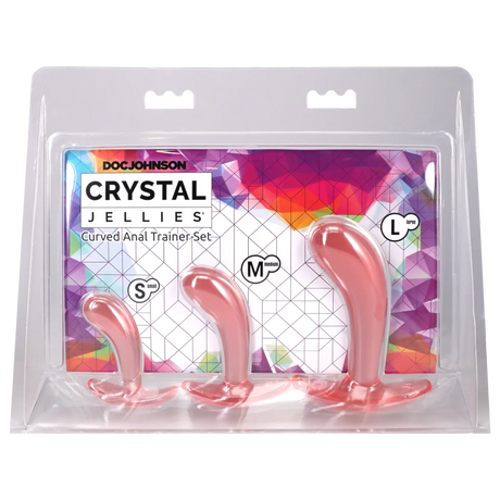 Doc Johnson Crystal Jellies Curved Anal Trainer Set, Pink (3-Piece) - DJ0289-68-CD