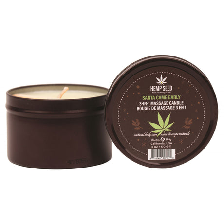 Earthly Body Hemp Seed 3-in-1 Massage Candle (Santa Came Early) — 6 oz - EB-HSCH024A