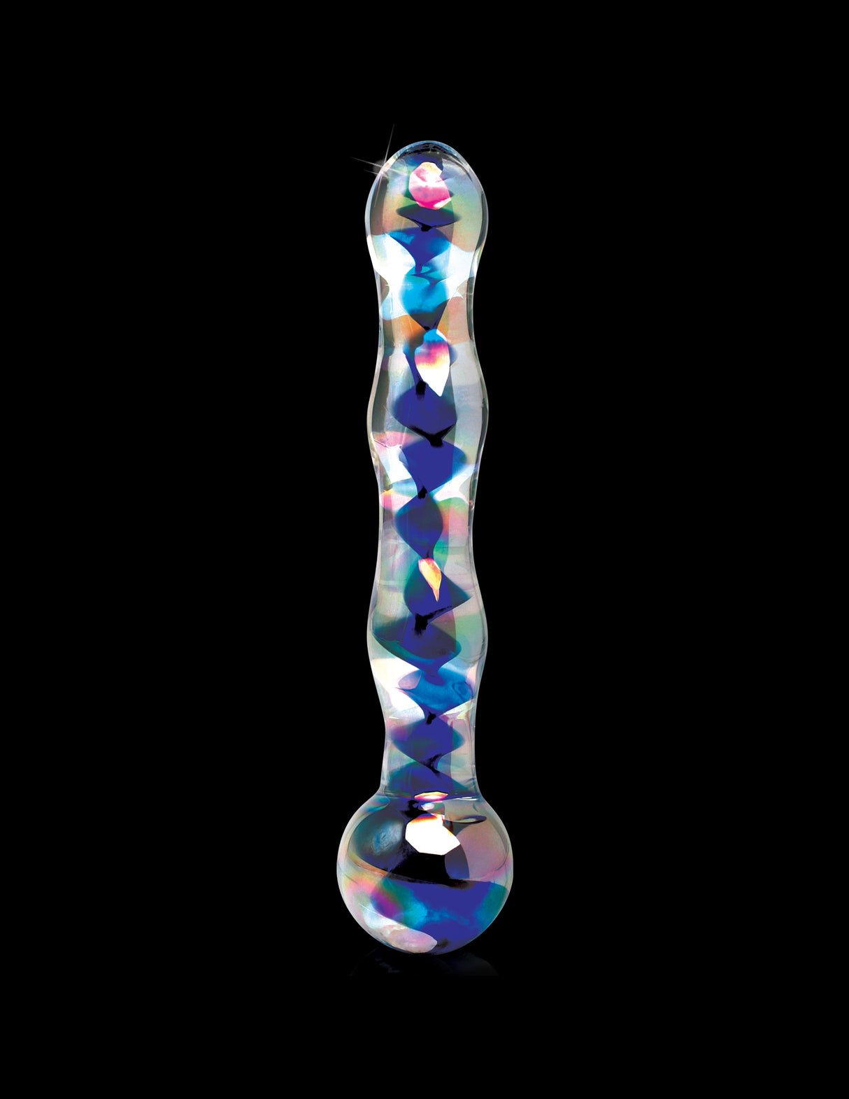 Pipedream Icicles No. 8 Glass Massager — 7" Clear/Blue - PD2908-00
