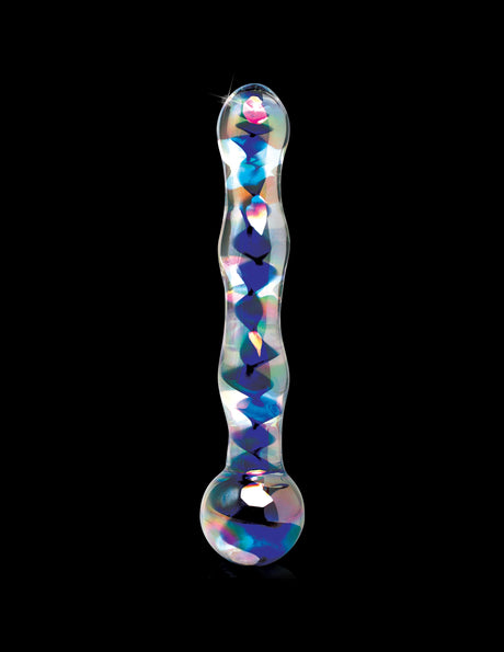 Pipedream Icicles No. 8 Glass Massager — 7" Clear/Blue - PD2908-00