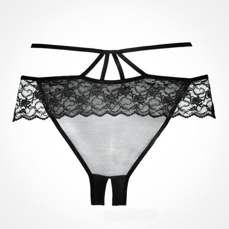 Allure Lingerie Adore Angel Crotchless Panty - One Size, Black - ALR-A1012