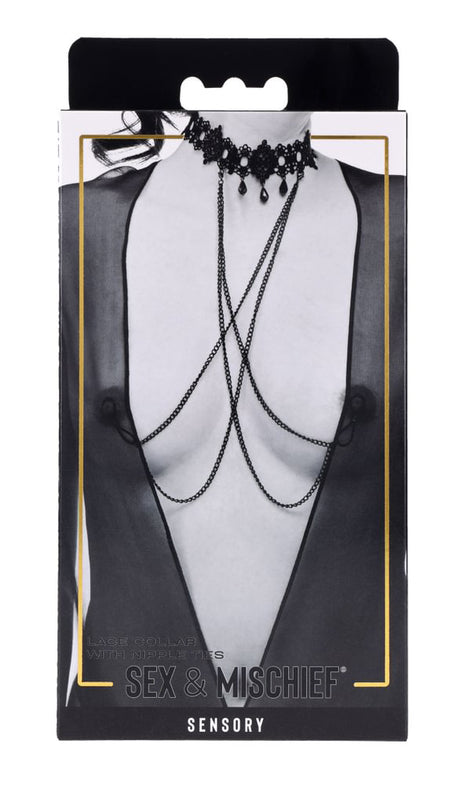 Lace Collar With Nipple Ties