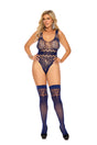 Elegant Moments Floral Crochet Teddy with Matching Stockings — Midnight Blue - EM-12171QBLUE